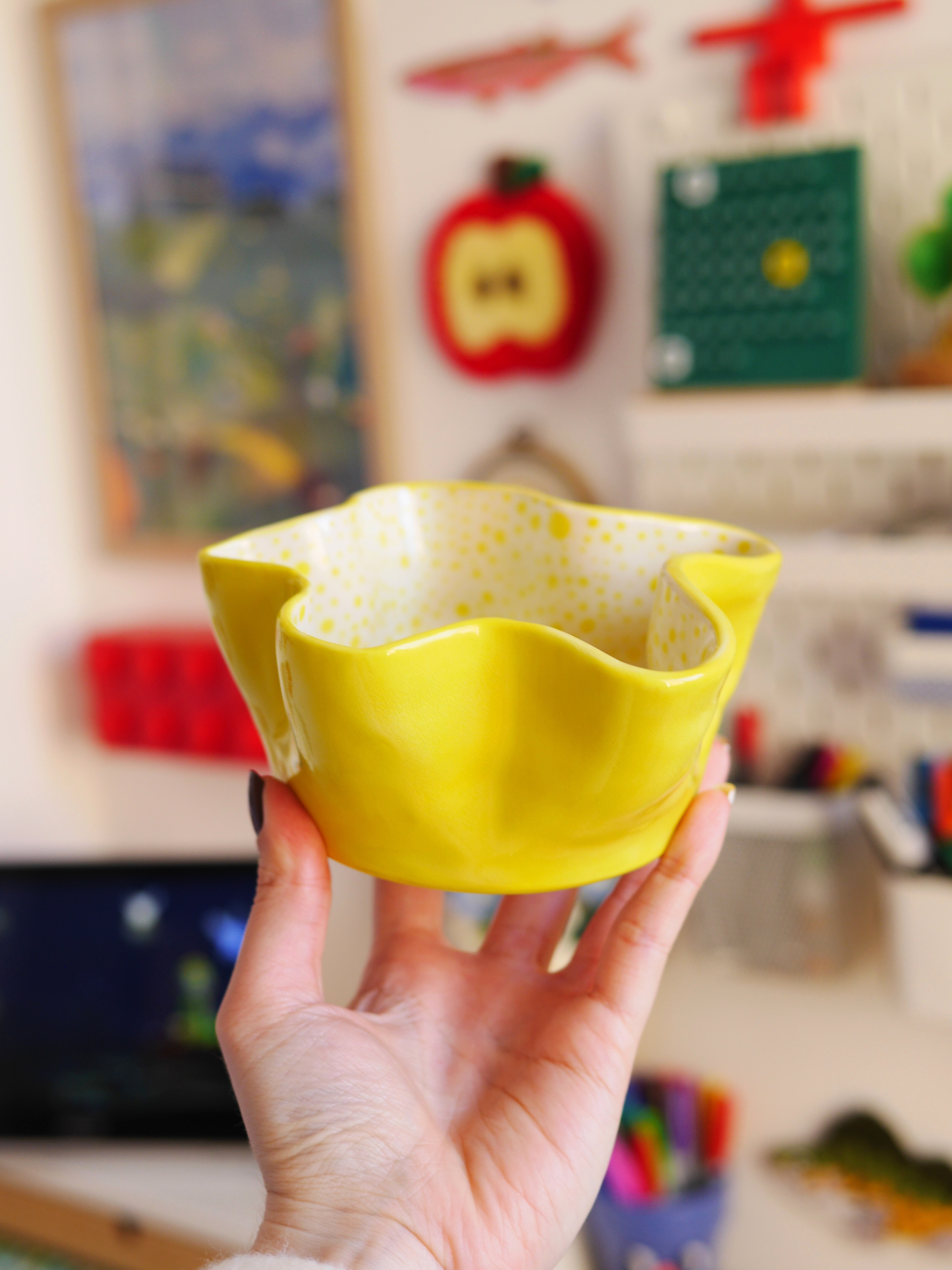 Yellow Polkadot Bowl