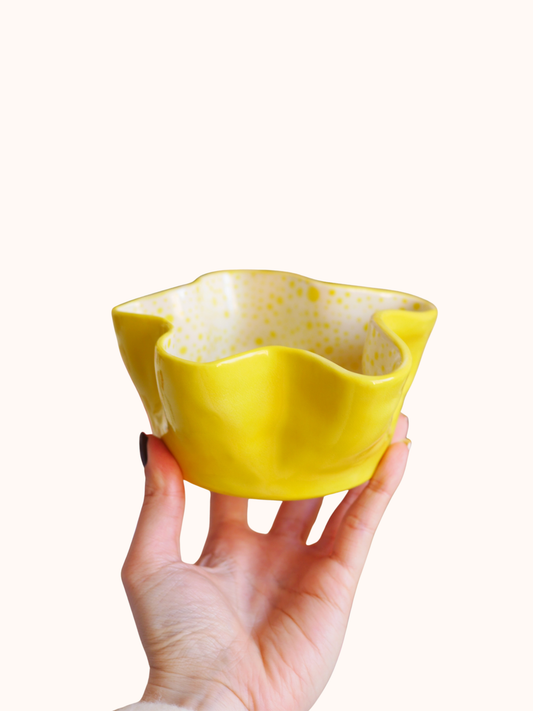 Yellow Polkadot Bowl