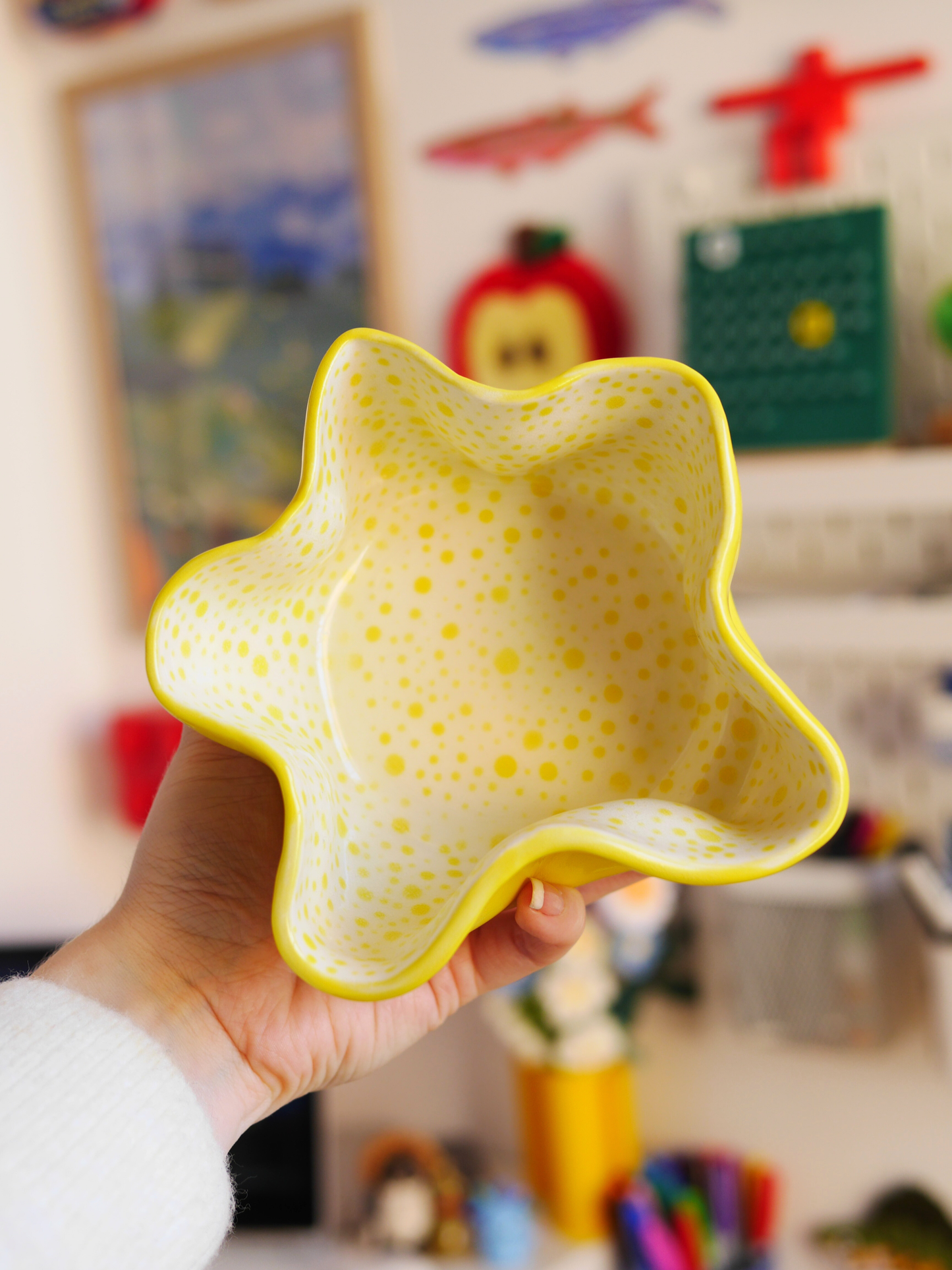 Yellow Polkadot Bowl