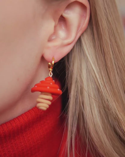 Mini Mushroom Doodle Earrings