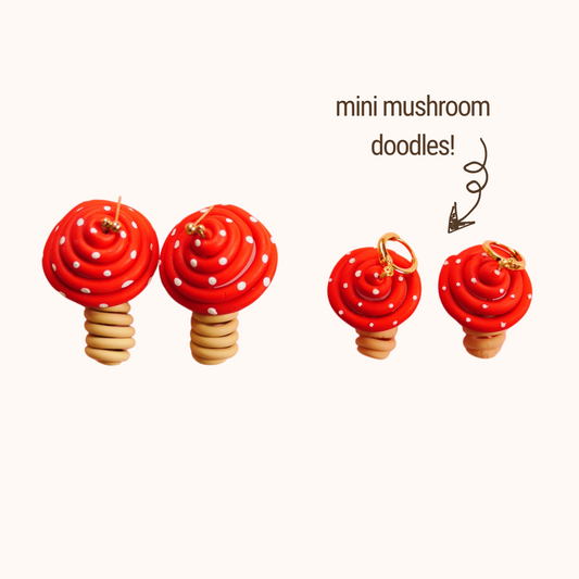 Mini Mushroom Doodle Earrings