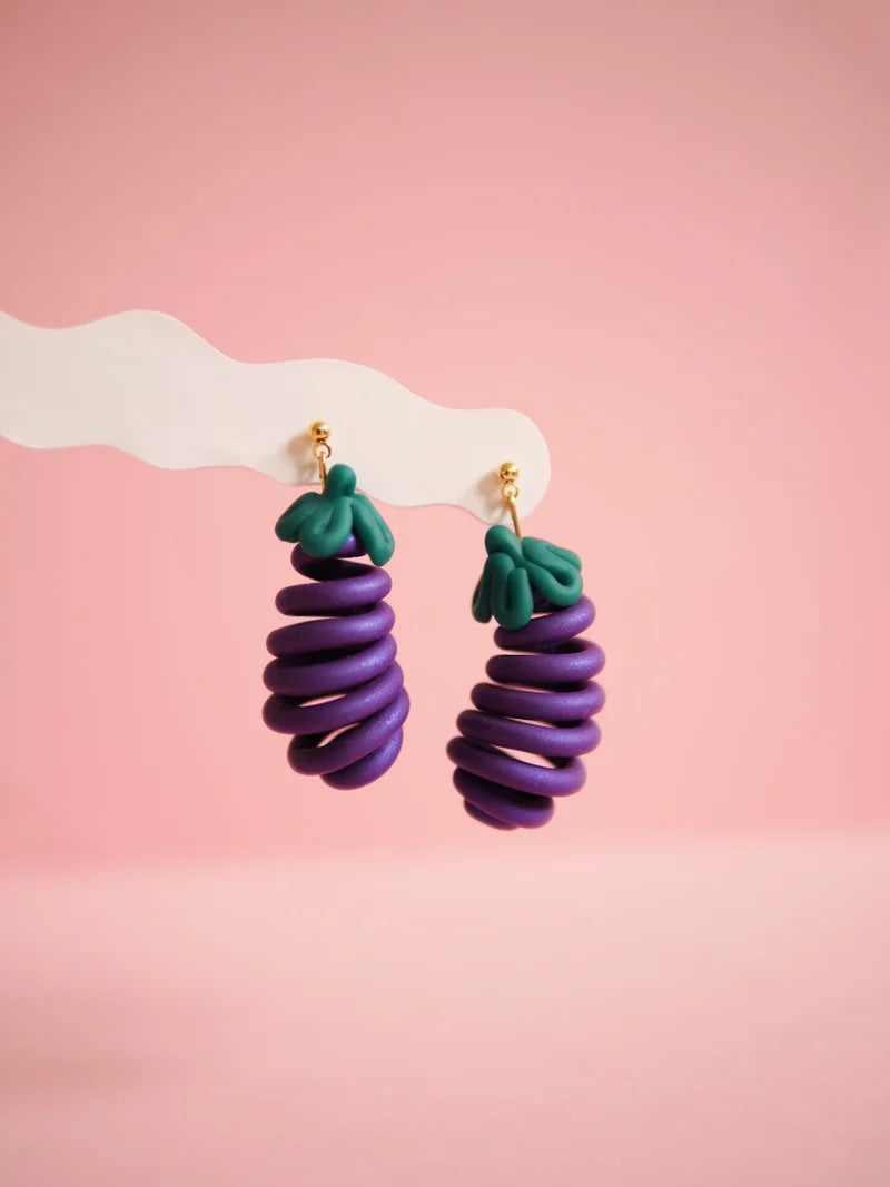 Eggplant Doodle Earrings