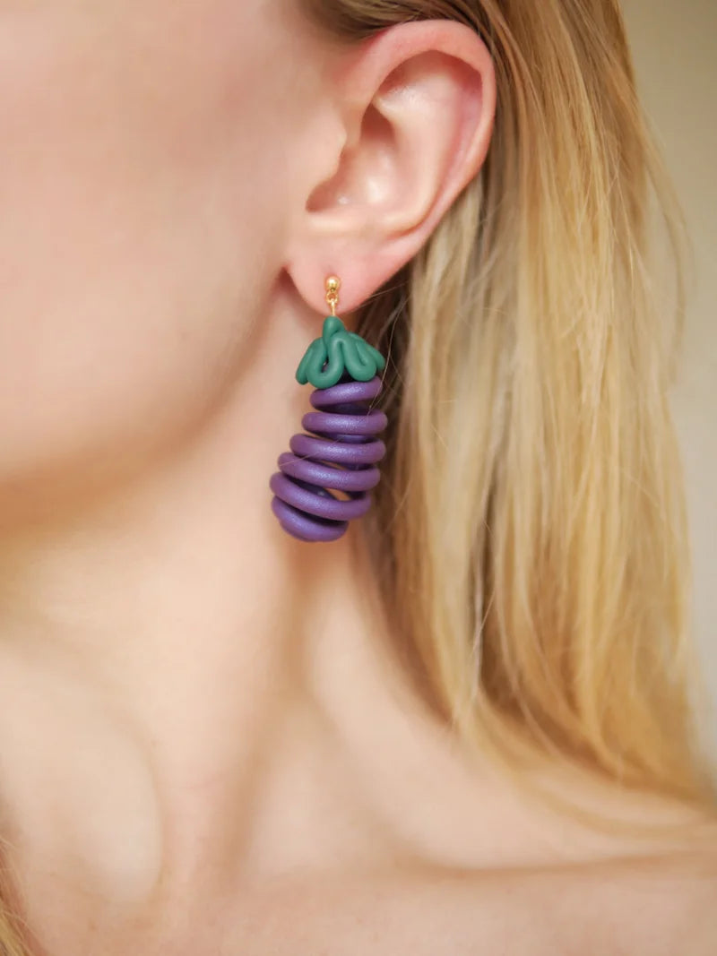 Eggplant Doodle Earrings