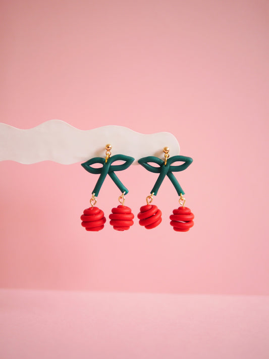 Micro Cherry Doodle Earrings