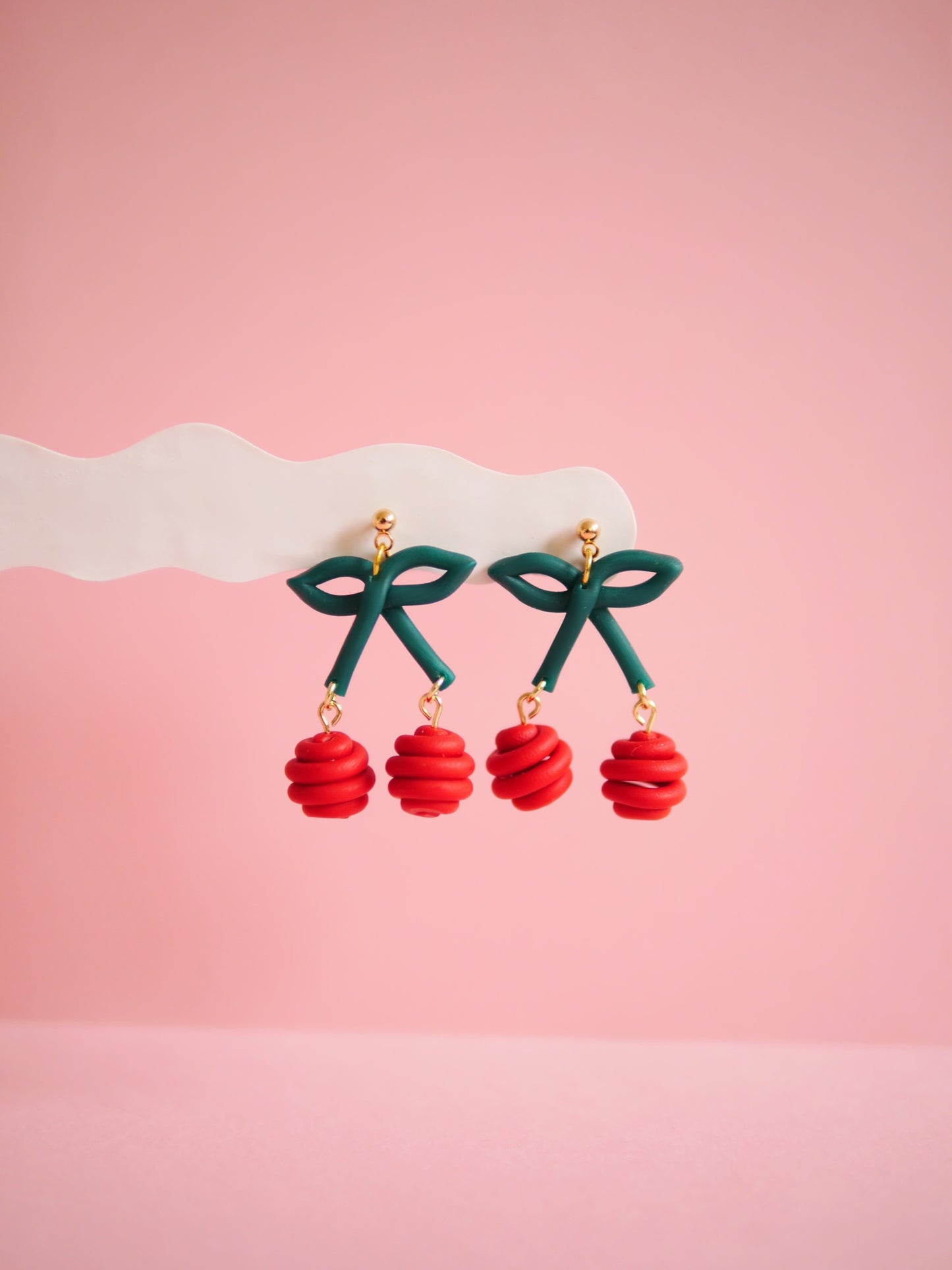 Micro Cherry Doodle Earrings