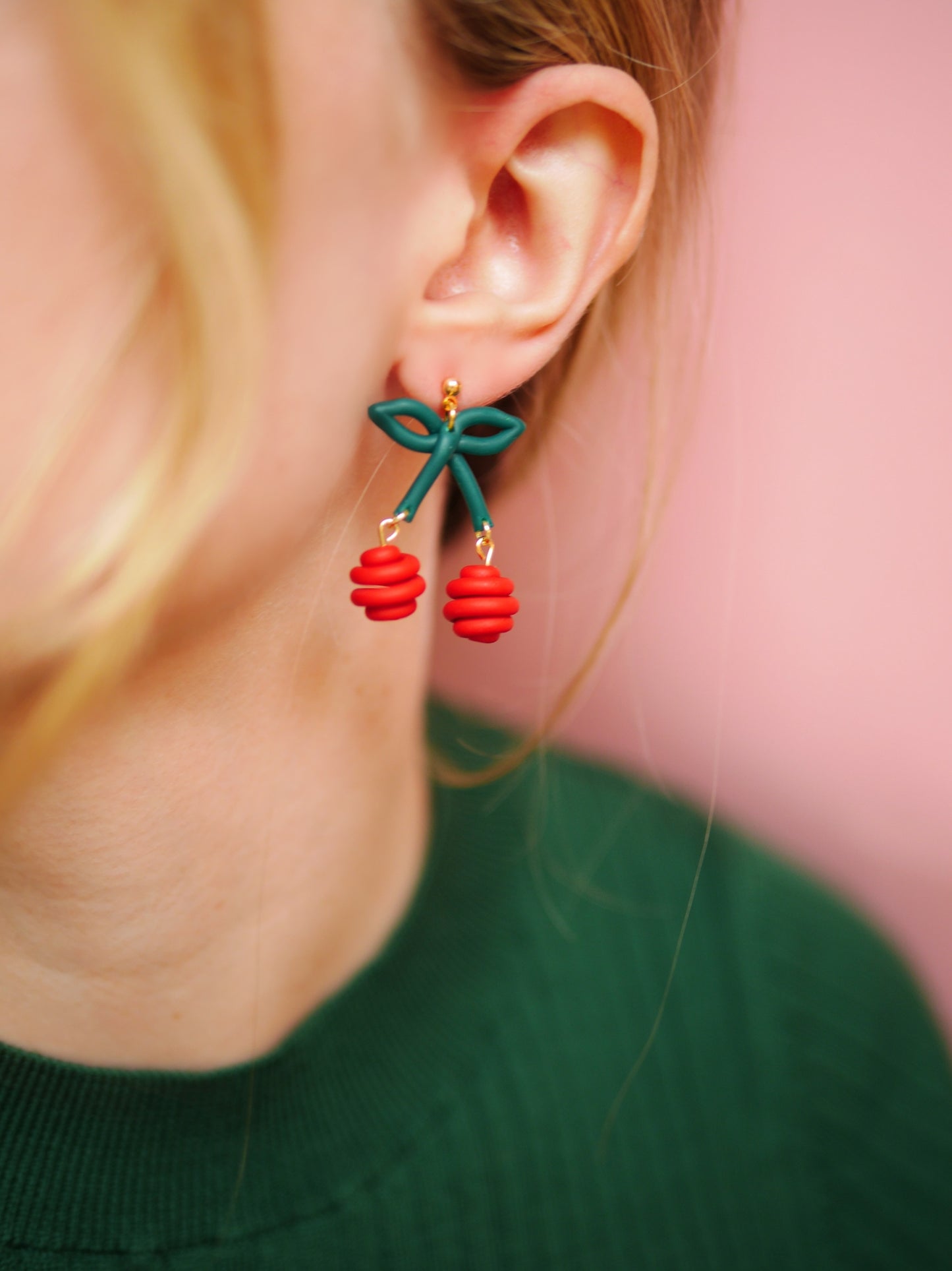 Micro Cherry Doodle Earrings