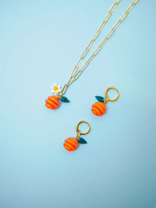 Micro Tangerine Doodle Earrings